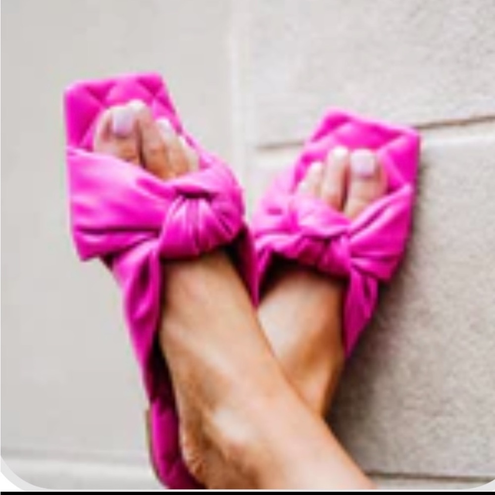 Hot pink bow sandals